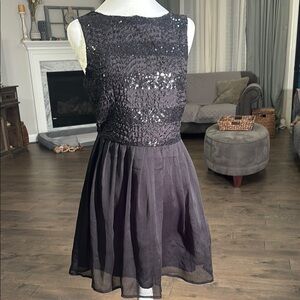 Black Sequin Embellished Sleeveless Mini Dress